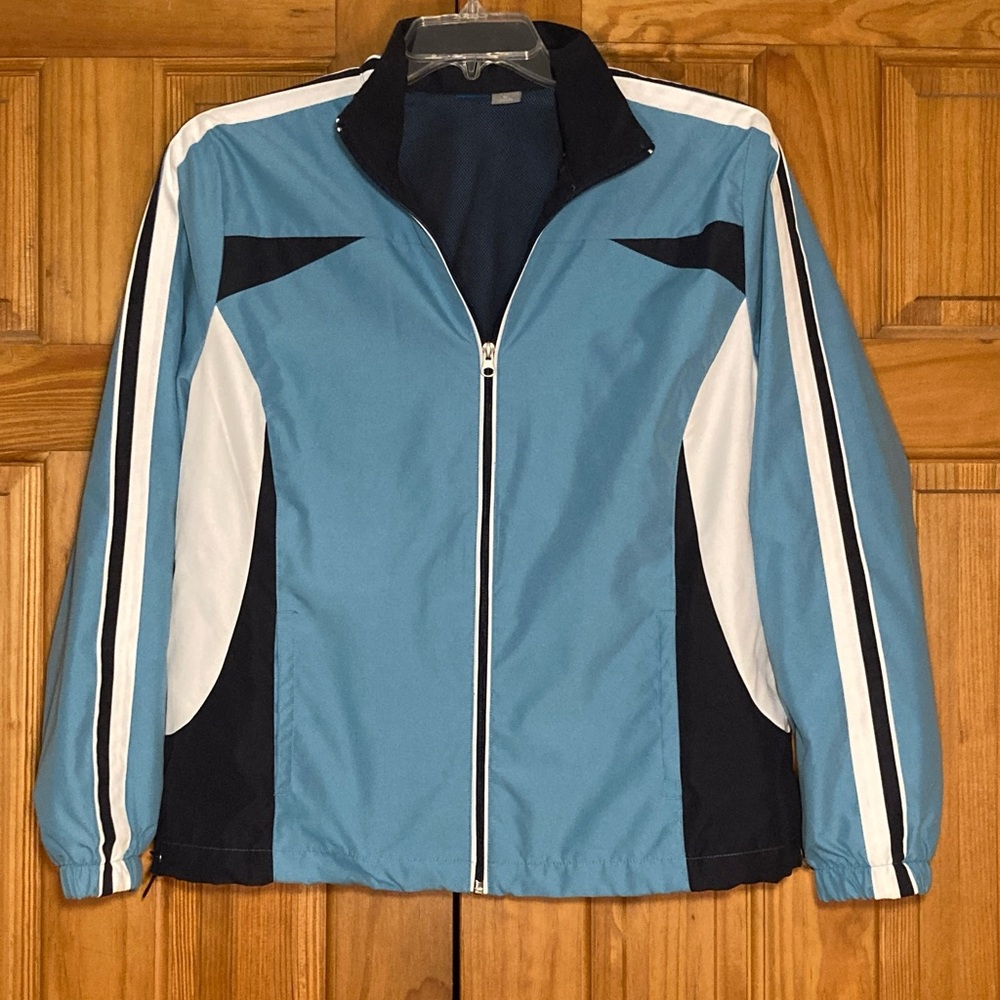 NWOT St. John's Bay SJB Active Vintage 90s Jacket Lightweight Coat Blue White XL